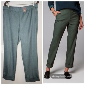 NWT J. Jill Herringbone Cuffed Pull-On Pants Blue Green Size Medium